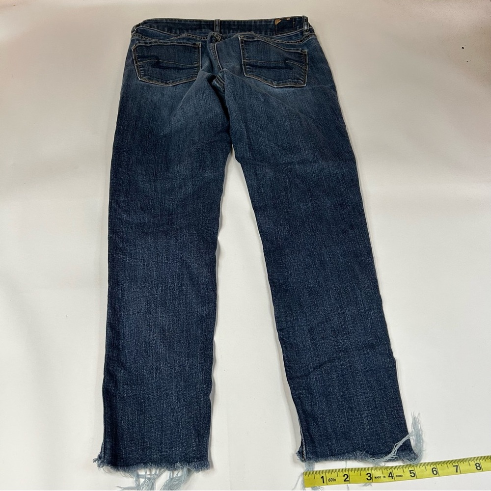 Y2K American Eagle Women’s Size 8 Jegging Jeans Dark Wash Raw Hem Stretch #0537 - Picture 11 of 11